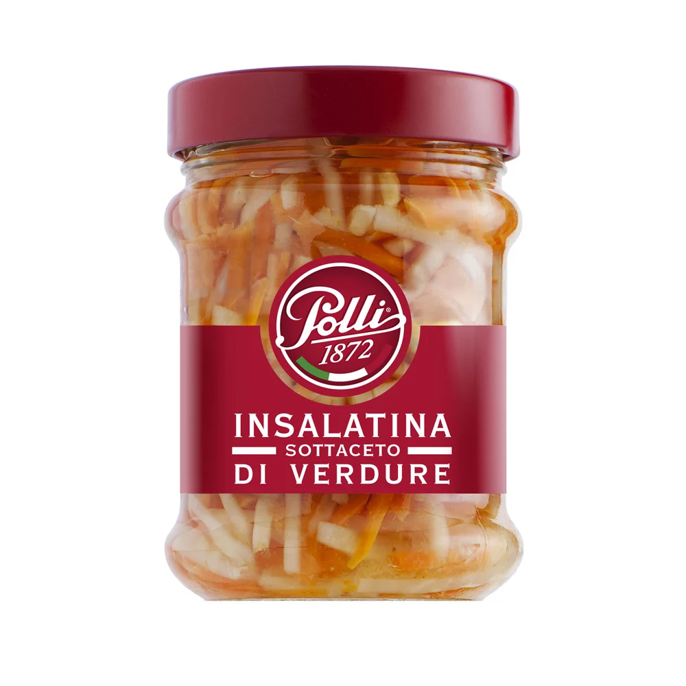 Italian high quality mixed julienne vegetables in wine vinegar 300g mason jar glass mix vegetable plates for appetizer