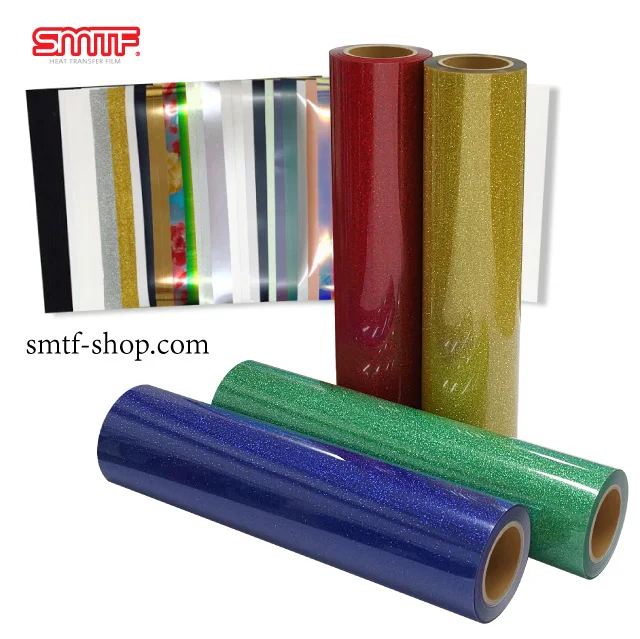 SMTF Glitter HTV Heat Transfer Vinyl for Garments and Easy Weeding Assorted Colors Made in Korea