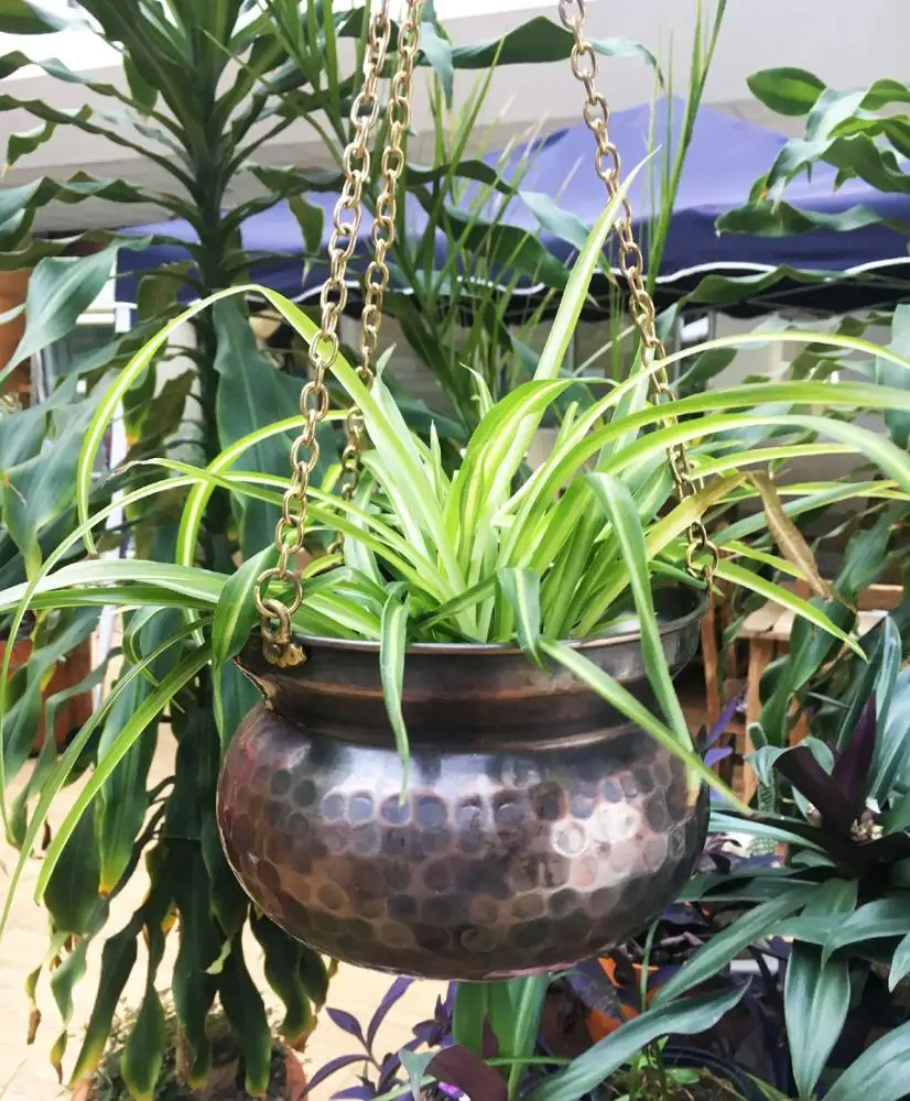 Handmade Hand Hammered Antique Look Flower Pot With Copper Hanging 11cm-15cm-17cm-20cm