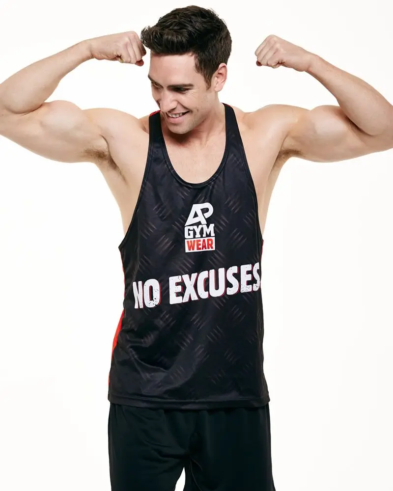 
sublimation printed singlet fit fitness men tank tops sports gym running singlet 