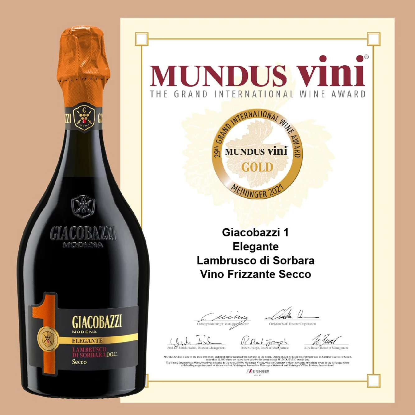 Premium quality sparkling wine Lambrusco di Sorbara D.o.c. 750 ml from Italy for export