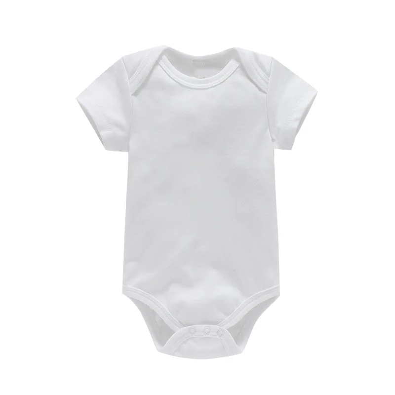 Everystep Wholesale Custom Newborn Baby clothes 100% Cotton Short Sleeve White Baby Bodysuit Jumpsuit Baby Rompers