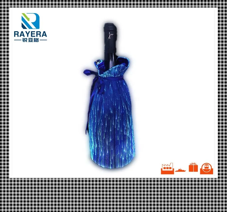 Led Wine-bottle Wrap Dresses Festive Packaging Wedding Favors Drawstring Pouches Fiber Optic Water Bottle  Bag Color Glowing