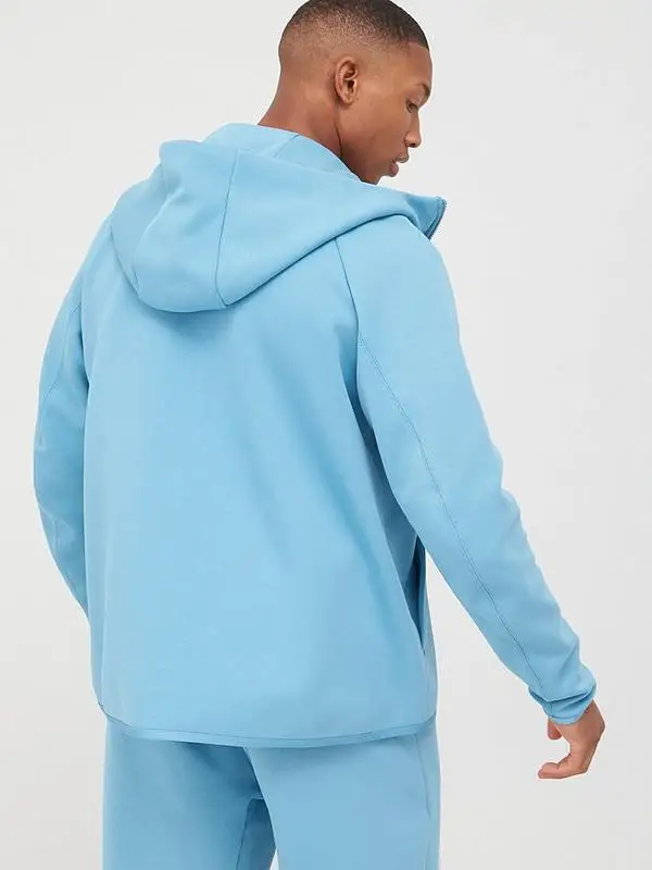 Factory direct sale custom sky blue unisex casual heavy fleece Zipper hoody printed hoodies for men street wear clothing for men