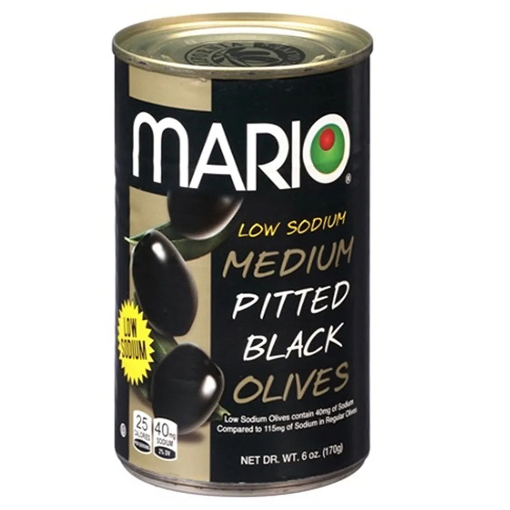 Mario Camacho 6.oz Ripe Pitted Medium Low Sodium Perfect Flavor For Meals And Healthier Snack Black Olives