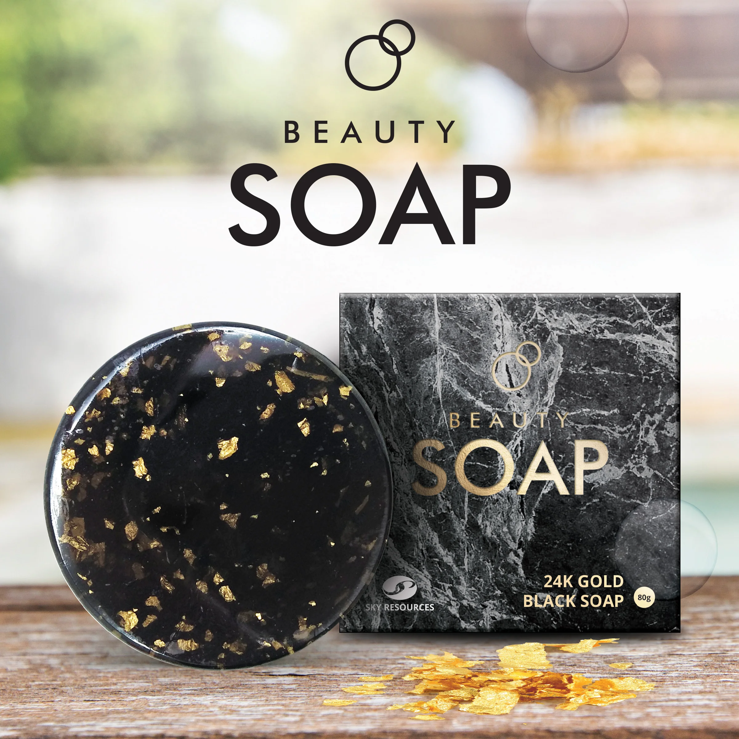 Luxury Magical Skin Moisturizing with mint and Tea Tree Oil 24K Gold Black beauty bath soap Private label