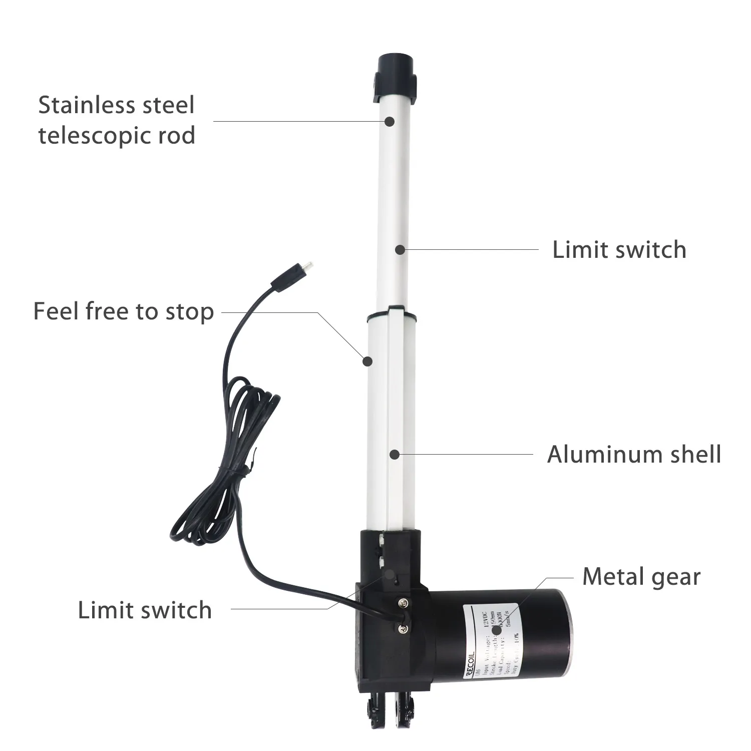 Edge PLA6K Heavy Duty 6000N/1320lbs Linear Actuator 6 Inch DC 12V with Mounting Brackets and Remote Controller Kit