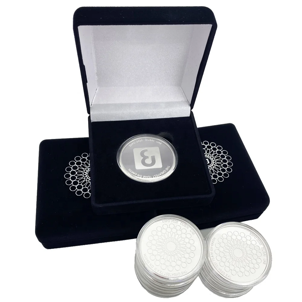 custom logo printing silver metal united arab emirates military challenge coin