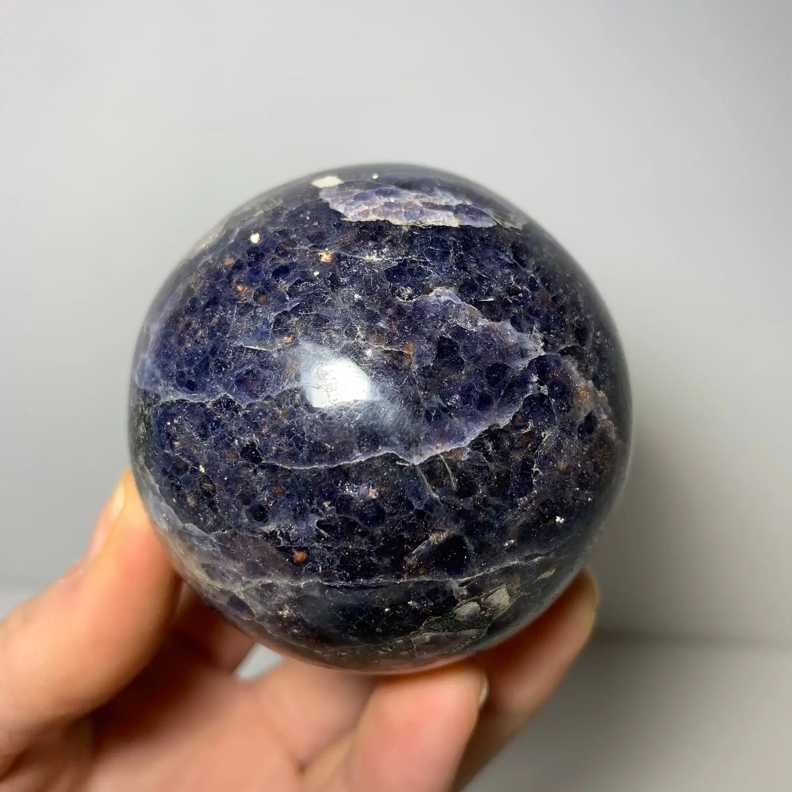 High Quality Iolite Sphere Reiki Charged Powerful Psychic Energy Improves Relationship Enhance Intuition Opens Third Eye Ease Mi