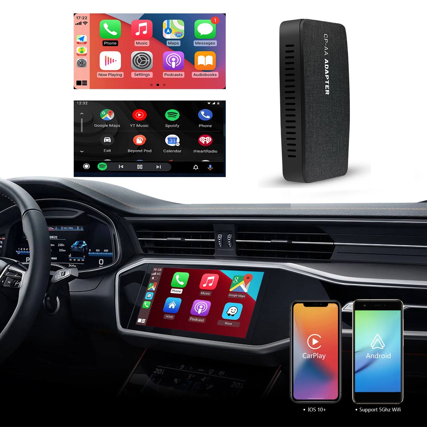 Cartizan 2 in 1 Universal Wireless CarPlay Android Auto Dongle And Android Auto