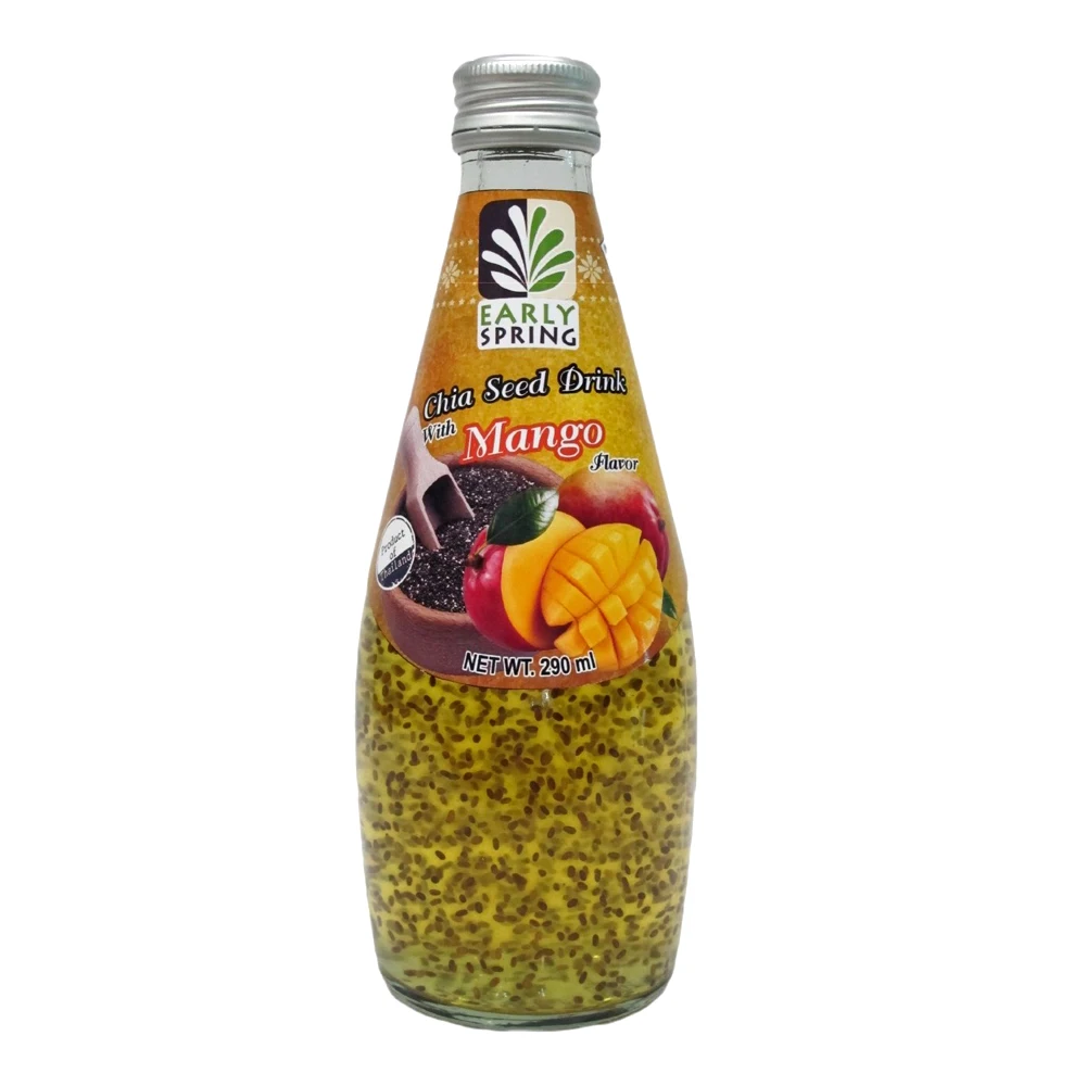 GMP HACCP Certification Chia Seed Drink with Mango Flavor Thailand Fruit Drink Export by Thai Manufacturer