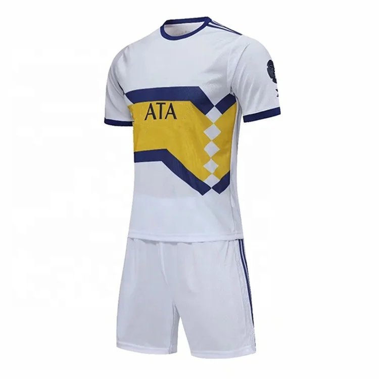 Wholesale Club Blue White Short Sleeve Men Soccer Wear Uniform Set Kits Custom Cheap Football Jerseys