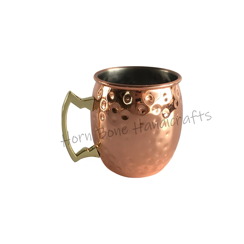 Hot Selling Moscow Mule Hammered Copper Mugs 100% Copper Mug Vintage Copper Beer Barware Gift Set Mug with Handle