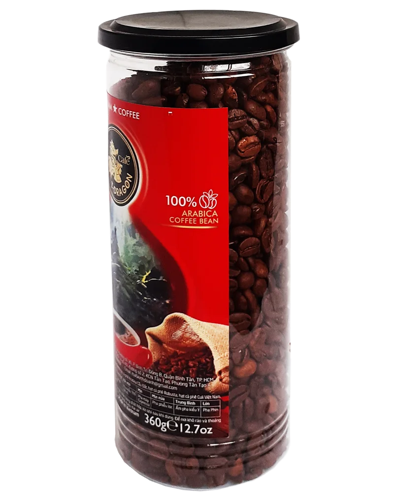 Vietnam MEDIUM ROAST Sugar-Free Can (Tinned) 360GR CAFE T-DRAGON - PREMIUM WHOLE BEAN - ARABICA COFFEE BEAN