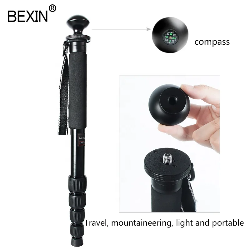 
BEXIN MAS285 Professional Portable Aluminum Alloy Monopod Tripod Flexible Extension Pole Bracket for DSLR Camera Mountaineering 
