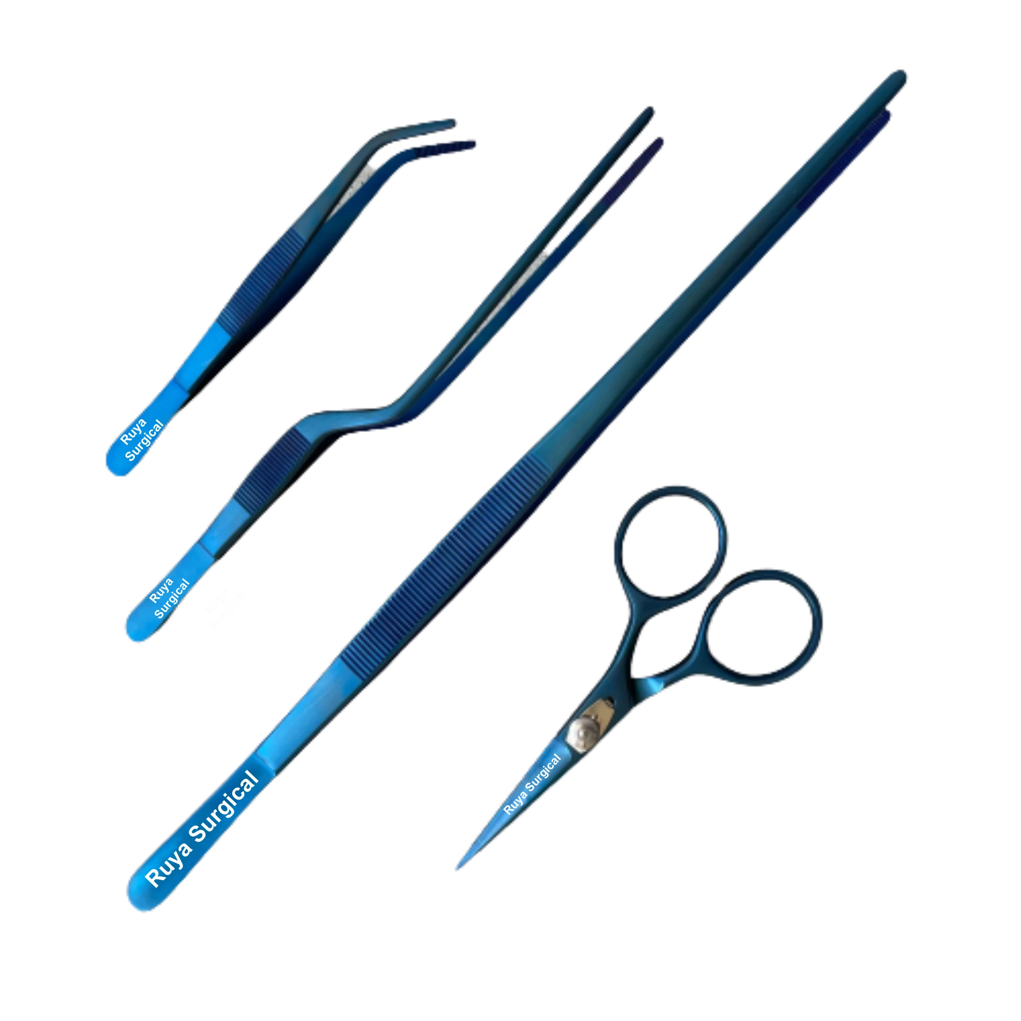 Kitchen Black Color Chef Plating Tweezer Set Of 4 Pieces Stainless Steel Offset Straight Tip Tweezers Angled Tip Tweezer CE ISO