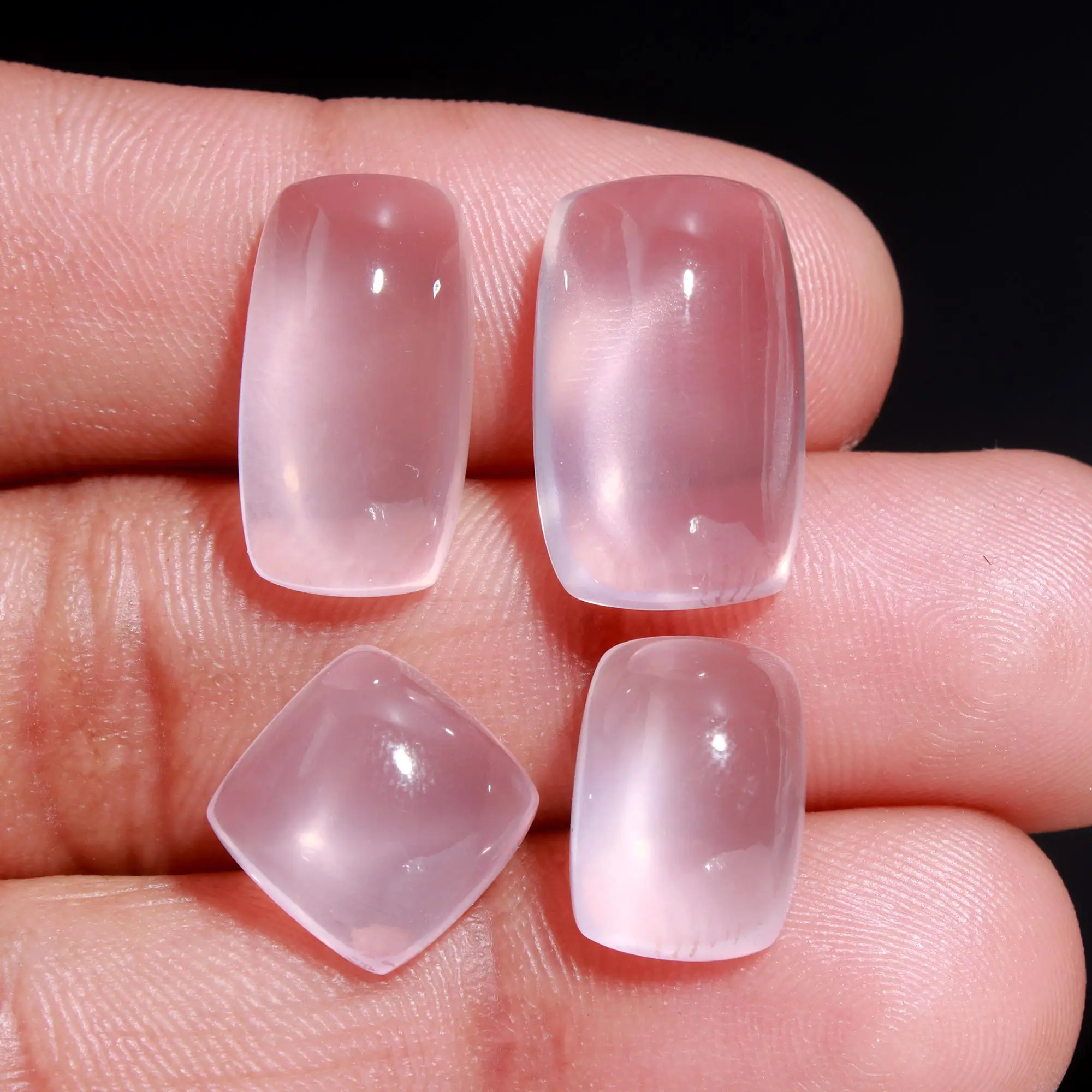 Rose Quartz Rectangle Shape Cabochon Flat Back Gems Stones Fine Jewelry Ring Bracelet Earring Making Semi Precious Rose Quartz