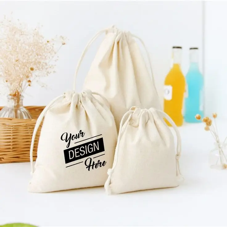 Wholesale funny design handmade cotton bag Hot sale cotton drawstring packaging bag bag cotton organic