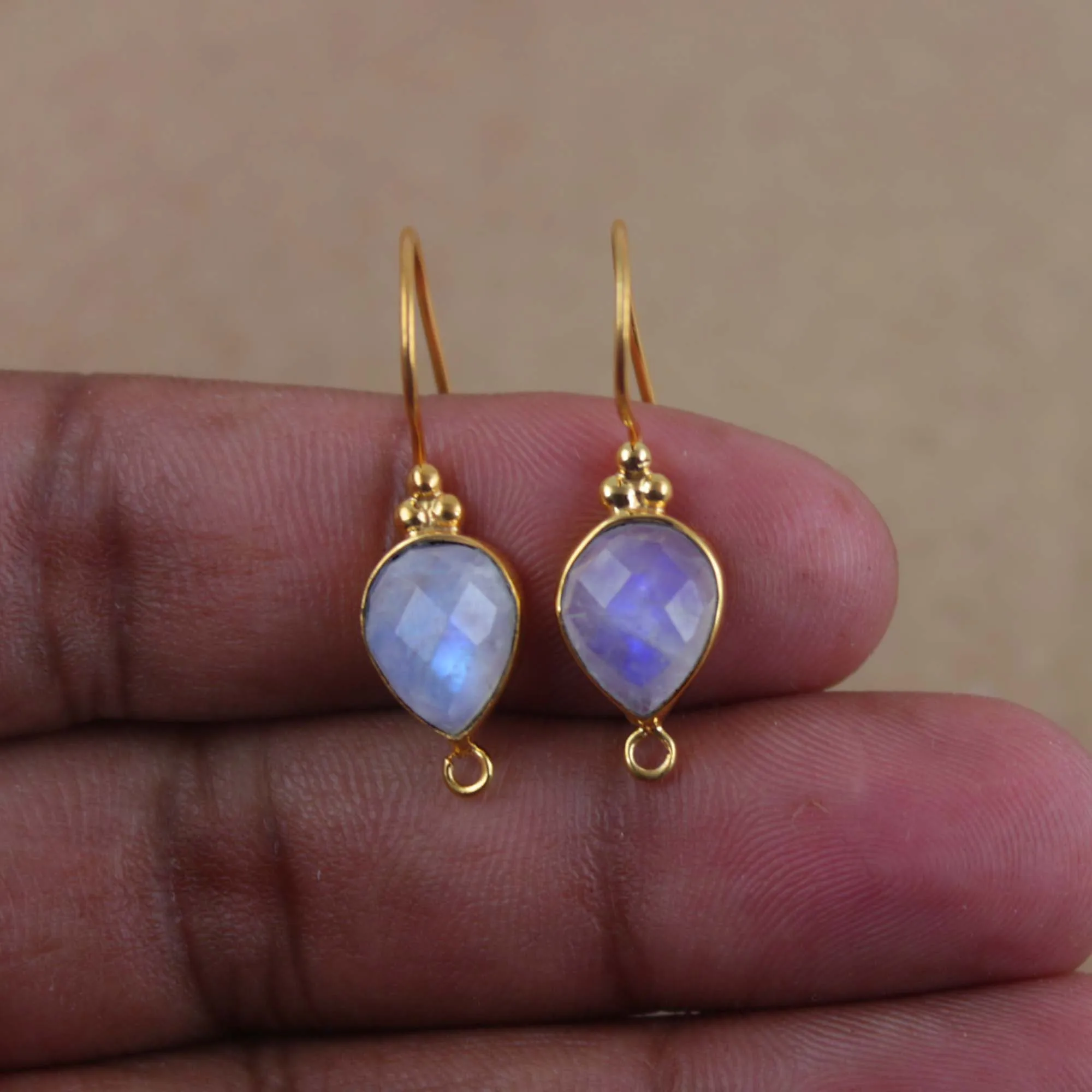Rainbow moonstone stone  silver 925 with gold plated gemstone fashion jewelry women earrings