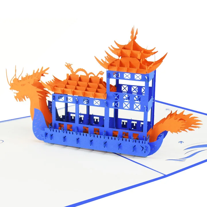 Transportation Vehicle Dragon Ship Pop Up Card New Design 3D Laser Cutting Wholesale Vietnam