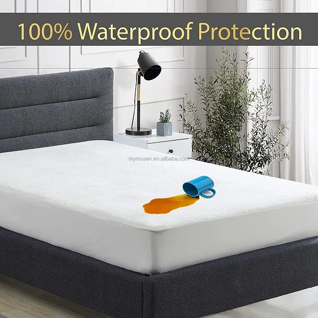 Mattress Protector - Waterproof Mattress Cover, Breathable and Noiseless, Bamboo Terry Mattress Topper (Queen Size)