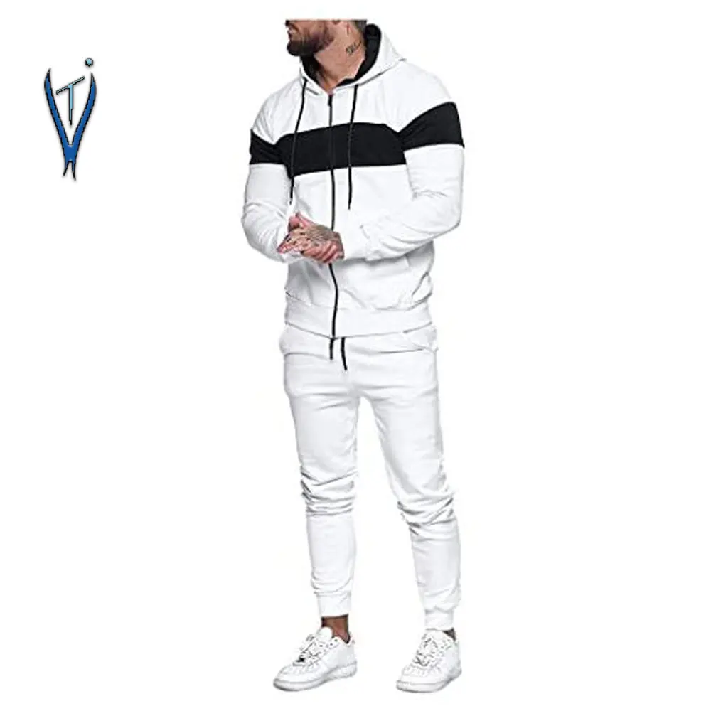 Fashion Two Piece Jogging Training Set Unisex Tracksuit Custom Plain Fleece Couple Hoodie with Pants Customized Adults for Men