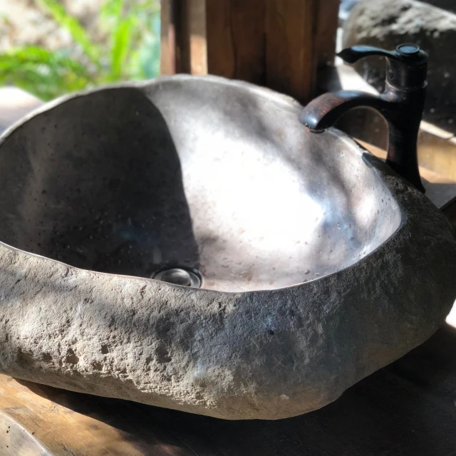 New Natural Stone Sink Bali River Stone Sink - Traditional Design - Kitchen Vessel Sink