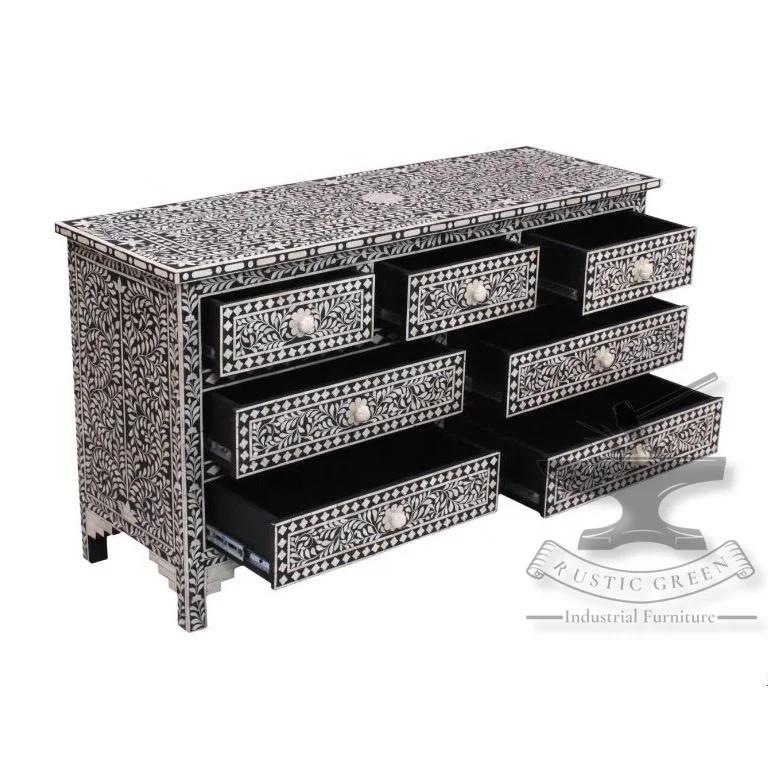Large Bone Inlay Chest of Drawer with Multiple