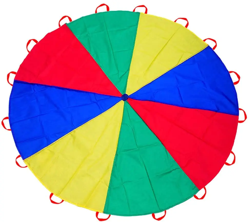 Kids Play Rainbow Parachute For Teamwork Game Team Building Activity Game Parachute Rainbow Play Parachute