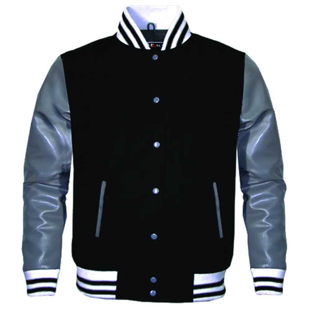 Wholesale Custom made Baseball Jacket Navy Blue Wool & Leather Varsity Letterman Bomber Fleece embroiled bomber jacket