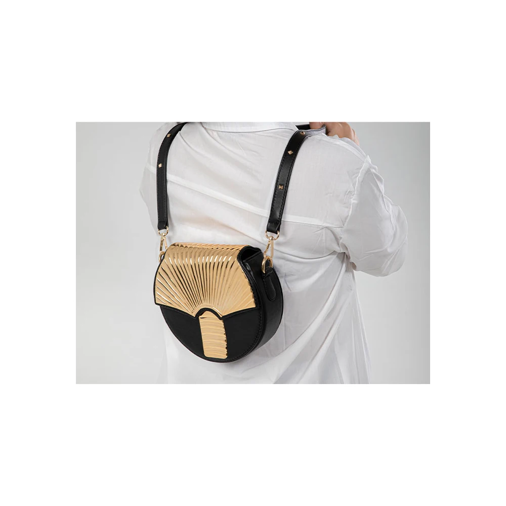 Egypt artwork Bianca Bags Handmade from real leather and Handcrafted copper plated with 21 carot of gold