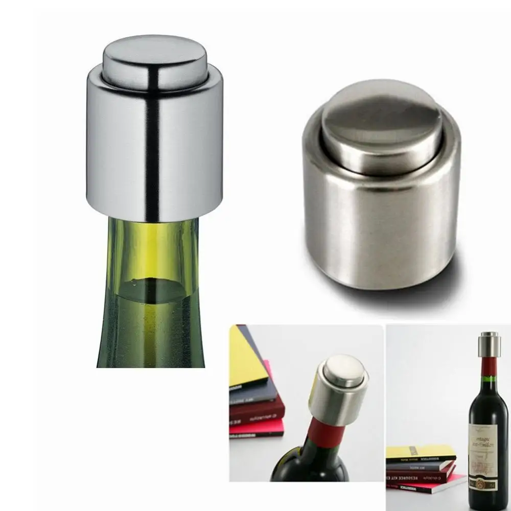 
Amazon Hot Sale Stainless Steel Red Wine Stopper Vacuum Sealed Wine Storage Bottle Stopper 