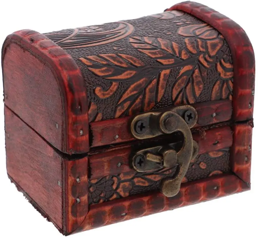 Wholesale Treasure Chest Box Mini Treasure Box Wood Pirate Treasure Box Vintage Wooden Jewellery Case