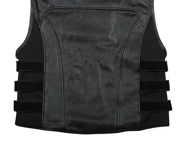 Pro Biker Black Perforated Leather Vest/Custom Motorcycle Cool Black Perforated Leather Vest