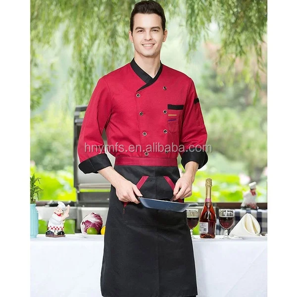 Restaurant Hotel Kitchen Chef Coats Jackets Unisex Chef Uniforms Black Bar Clothing