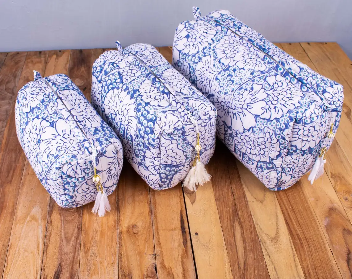 Indian Handmade Cotton Quilting Water Proof Lining Multi Color Carry Pouch Hand Bag