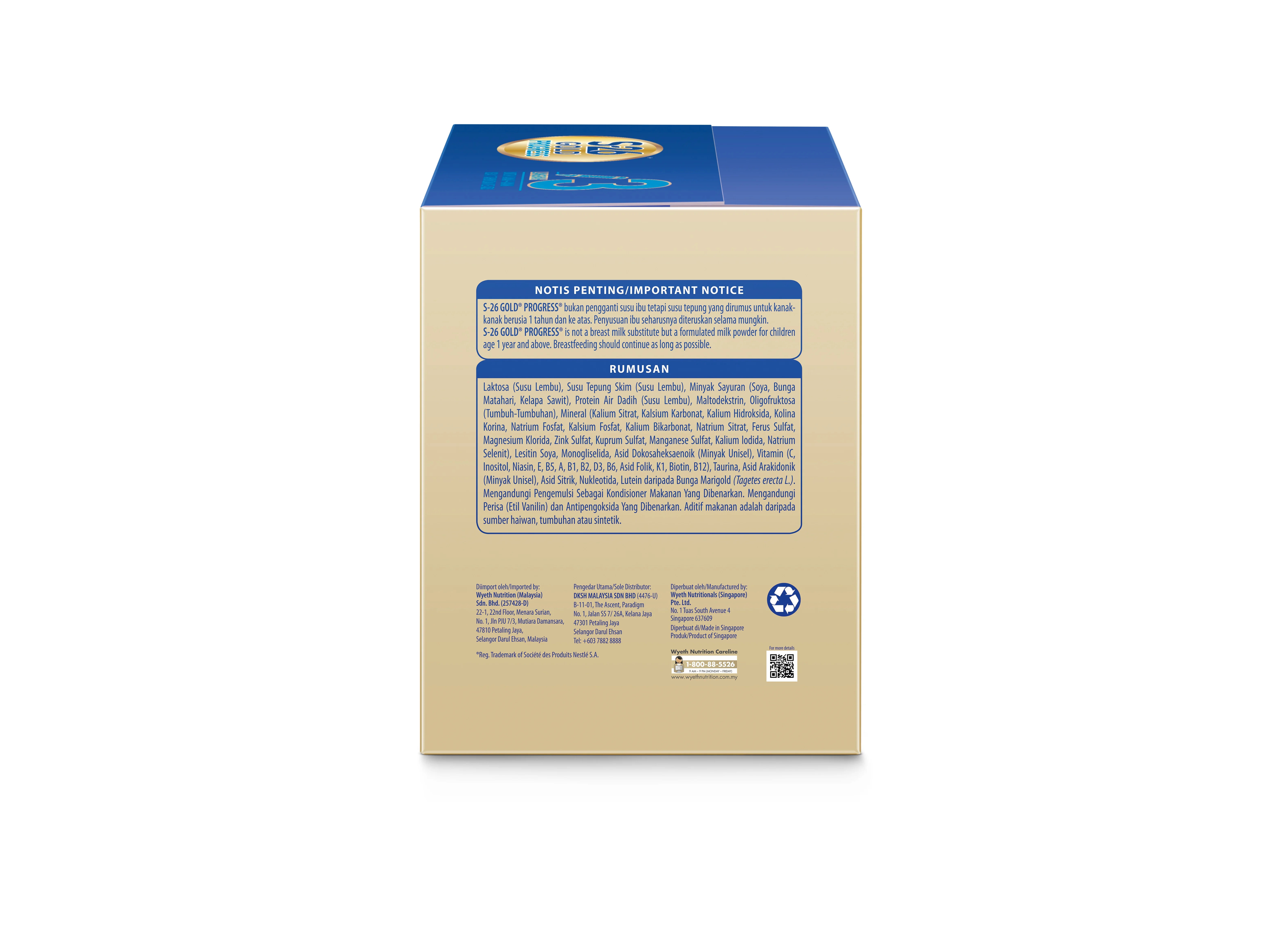 Halal certified Milk formula for baby 1- 3 years old.  (2.4 kg x 4)