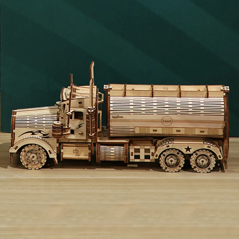 Selling Difficult DIY Truck Tanker Custom Wholesale Personalised Big Kids Wooden 3d Puzzles