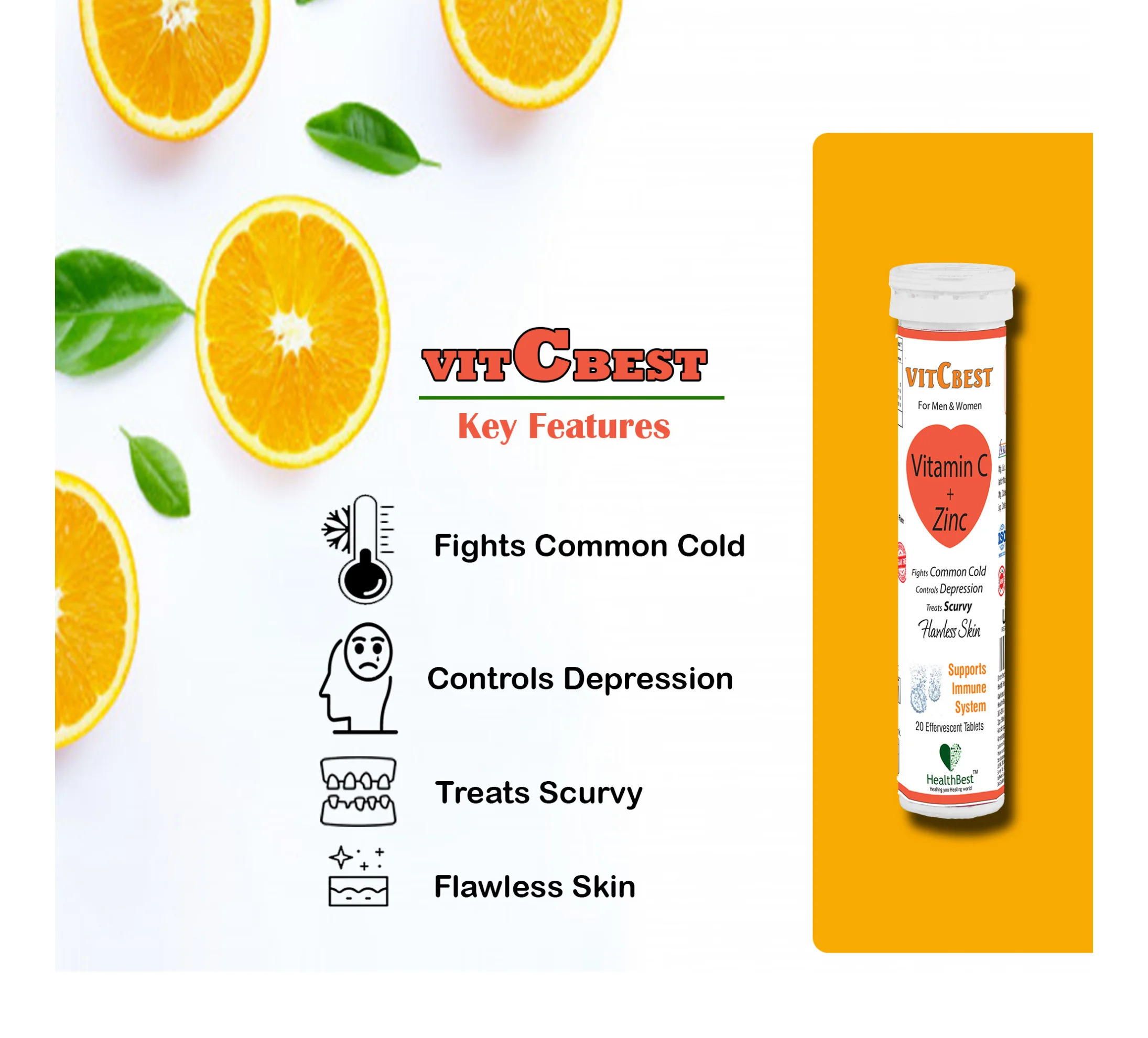 Top selling High Energy VITAMIN C and ZINC Effervescent Tablets powerful antioxidant immunity booster