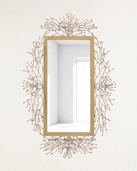 manufacturer of luxury modern customized new style gold silver metal glass wall mirrors rectangular shape for vanity living room