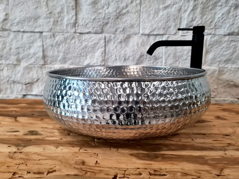 Round Copper Sink Sunset Non Gloss Hammered Kitchen Wash Basin Wash And Utensils Washer Sink Outer Mosaic Designer Sink Modern