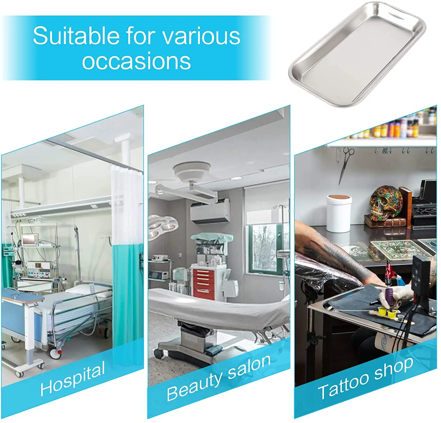 Поднос из нержавеющей стали для медицинских инструментов полезный инструмент клиники лабораторный поднос стоматологических 3 упаковки x 12 см