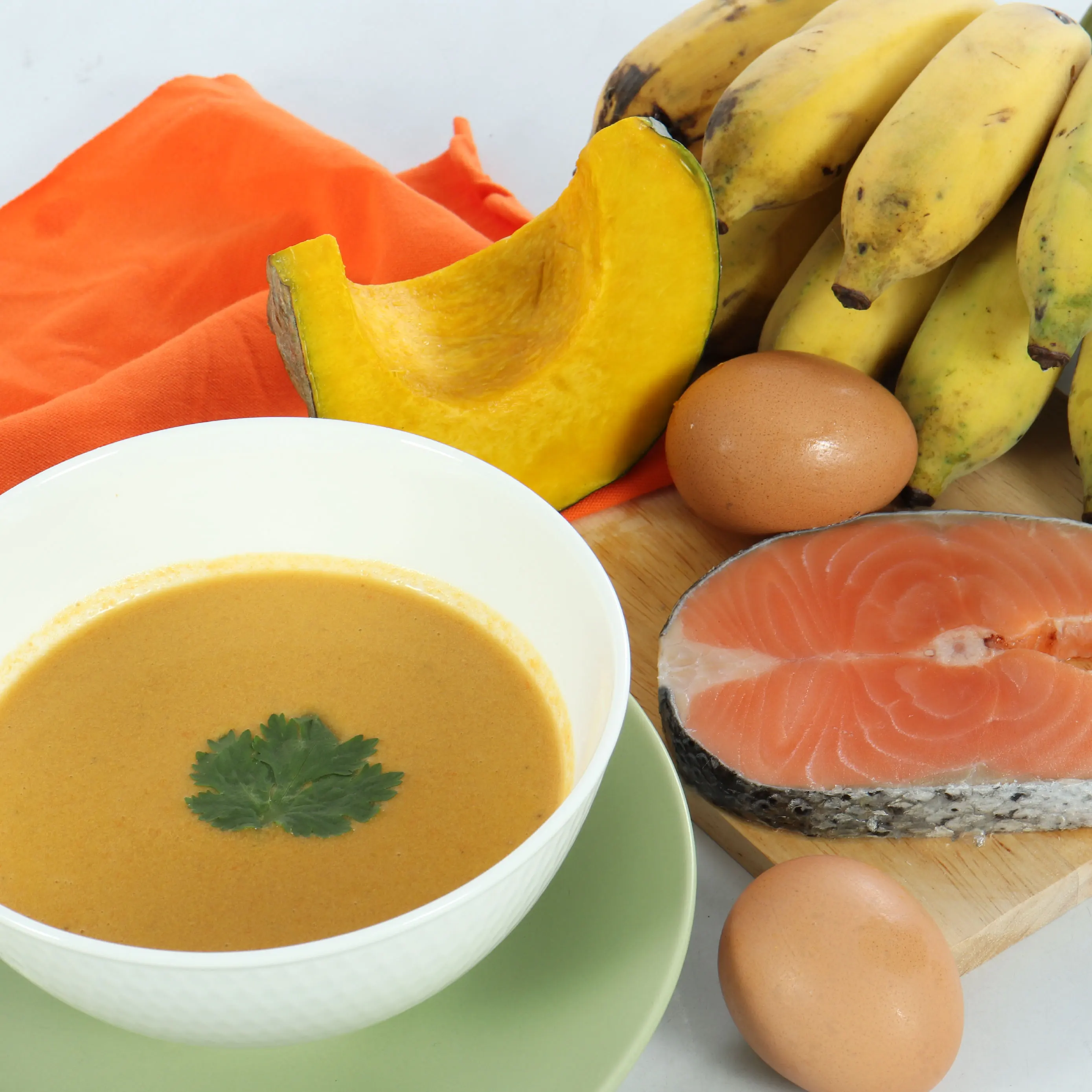 Low MOQ Instant Food Banana Egg and Pumpkin Concentrated Soup 175g With Salmon Fish Formula
