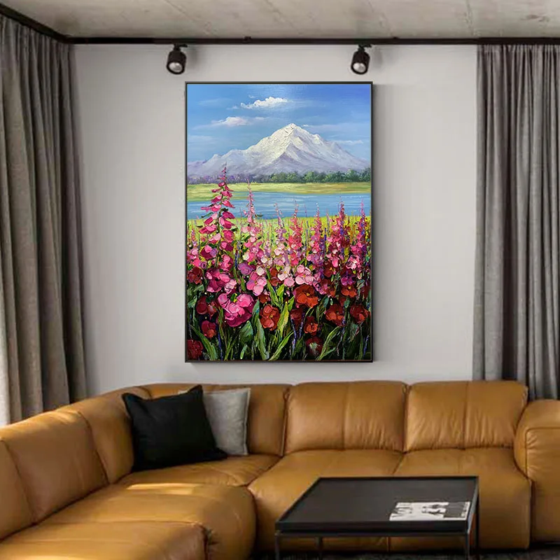 
Hot sale colorful abstract flower canvas oil painting wall decor art 