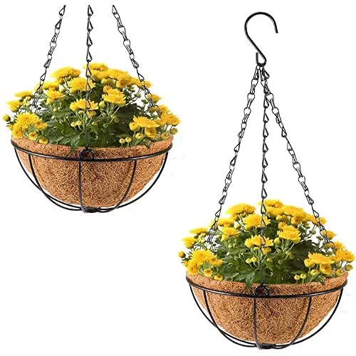 Wholesale Metal Hanging Planter Basket With Coconut Coir Liner For Indoor Outdoor Garden