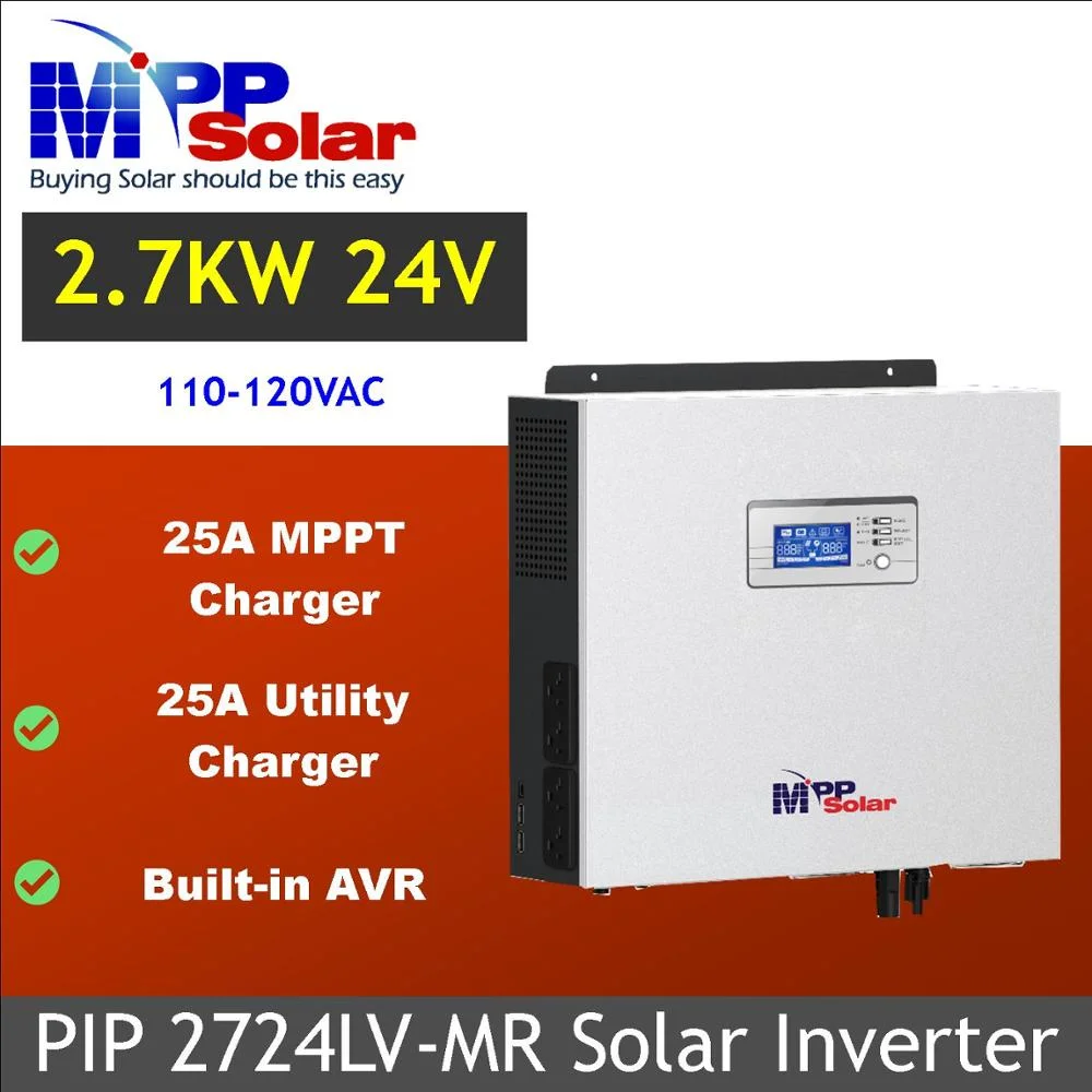PIP2724LV-MR  3kva 2700w 24v 110v MPP Solar inverter AVR 25A MPPT  charger 25A battery charger 750w pv input pure sine wave
