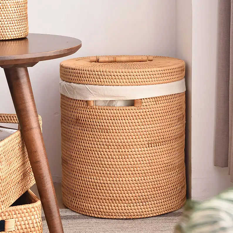 Large wicker laundry hamper with lid laundry basket kitchen storage food storage Christmas gifts