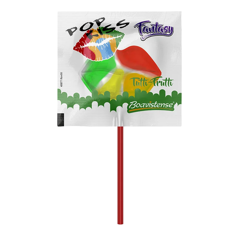 
69119 - Pop Kiss Fantasy Tutti - Frutti Flat Lollipop 10g 24x50un 