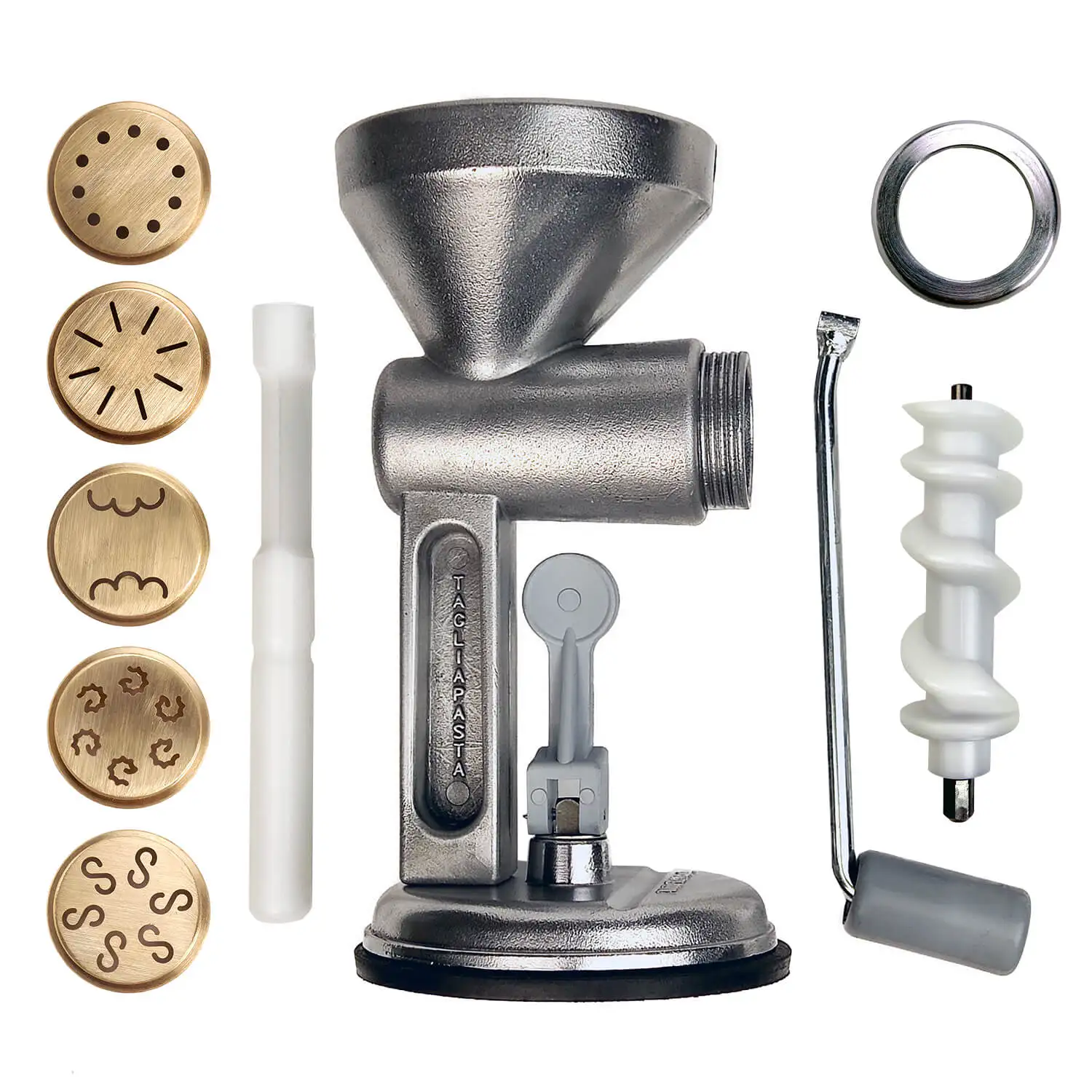 Professional Dough press for fresh pasta with 5 brass dies