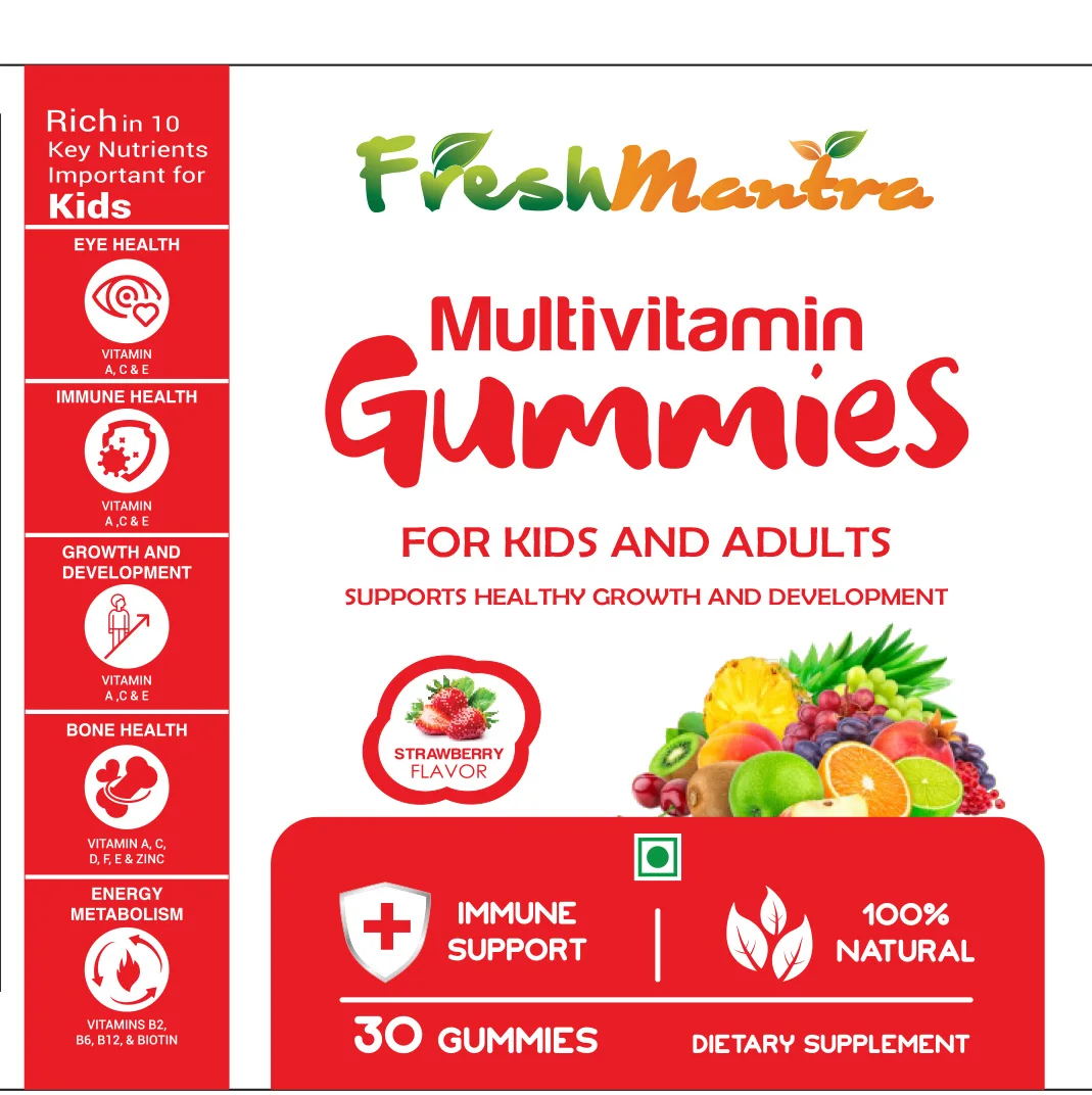 Multivitamin Gummies for Kids & Adults For immunity Strawberry flavour